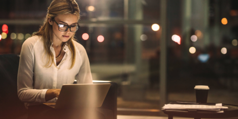 Woman looking at computer screen